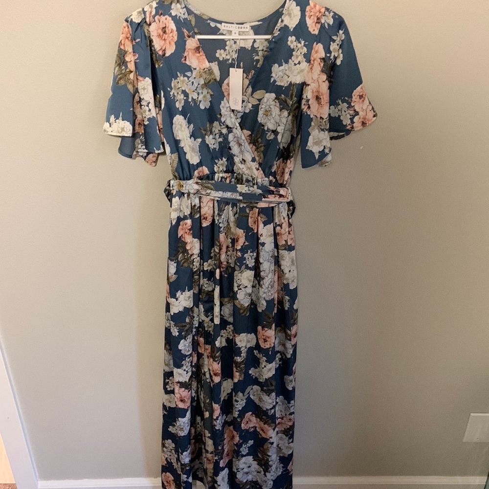 Floral satin Baltic Born dress. Purchased from Poshmark and worn for a wedding.